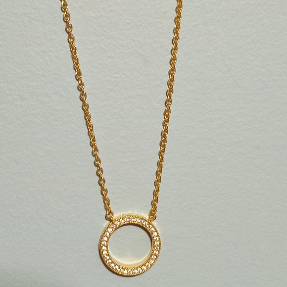 Pandora Signature Pave & Hearts Circle Pendant Necklace - Picture 1 of 5